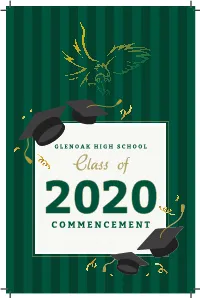 Class of 2020 COMMENCEMENT You May Encounter Many Defeats, but You Must Not Be Defeated