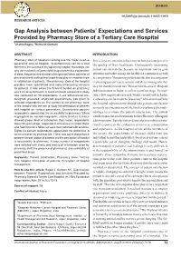 Gap Analysis Between Patients' Expectations and Services