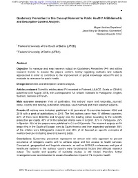Quaternary Prevention: Is This Concept Relevant to Public Health? a Bibliometric and Descriptive Content Analysis