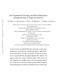 Self-Organized Criticality and Pattern Emergence Through the Lens of Tropical Geometry