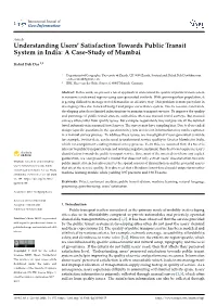 Understanding Users' Satisfaction Towards Public Transit System In