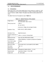 1.0 EXECUTIVESUMMARY 1.1 Introduction Road Metal Quarry of M