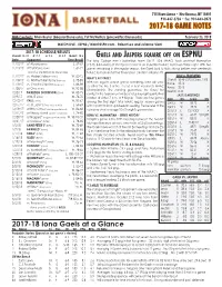 2017-18 Game Notes