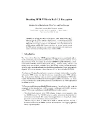 Breaking PPTP Vpns Via RADIUS Encryption