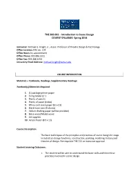 Introduction to Scene Design COURSE SYLLABUS: Spring 2014