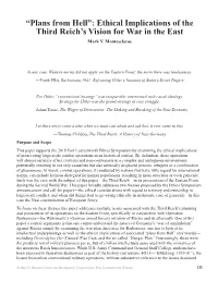 “Plans from Hell”: Ethical Implications of the Third Reich's Vision for War