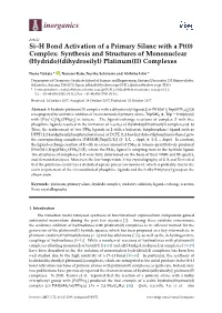 Si–H Bond Activation of a Primary Silane with a Pt(0) Complex: Synthesis and Structures of Mononuclear (Hydrido)(Dihydrosilyl) Platinum(II) Complexes
