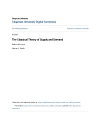The Classical Theory of Supply and Demand