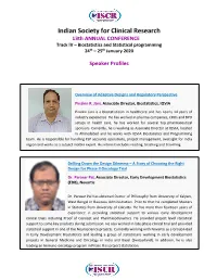13Th ANNUAL CONFERENCE Track IV – Biostatistics and Statistical Programming 24Th – 25Th January 2020