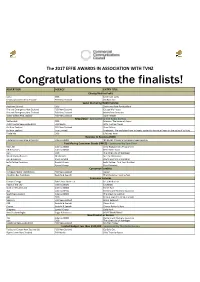 Congratulations to the Finalists!