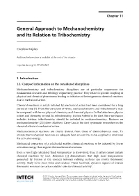 General Approach to Mechanochemistry and Its Relation to Tribochemistry