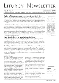 Liturgy Newsletter — Page 1 Coming Events Motu Proprio - 1 Year on to Be Enriched