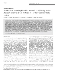 Substitution Scanning Identifies a Novel, Catalytically Active Ibrutinib
