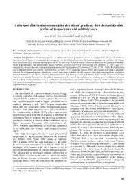 The Relationship with Preferred Temperature and Cold Tolerance