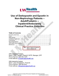 UWHC Guidelines for the Use of Darbepoetin and Epoetin