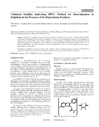 Validated Stability Indicating HPLC Method for Determination of Zolpidem in the Presence of Its Degradation Products