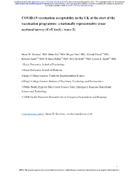 COVID-19 Vaccination Acceptability in the UK at the Start of the Vaccination Programme: a Nationally Representative Cross-Sectio