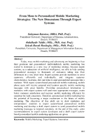From Mass to Personalized Mobile Marketing Strategies: the New Dimensions Through Expert Systems