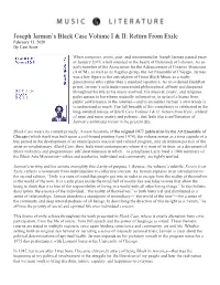 Joseph Jarman's Black Case Volume I & II: Return
