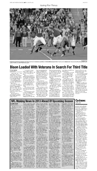 Bison Loaded with Veterans in Search for Third Title