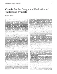 Criteria for the Design and Evaluation of Traffic Sign Symbols