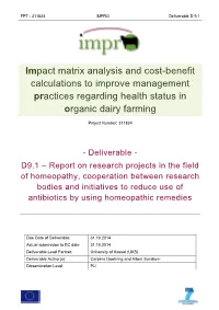 Impact Matrix Analysis and Cost-Benefit Calculations to Improve Management Practices Regarding Health Status in Organic Dairy Farming (IMPRO)