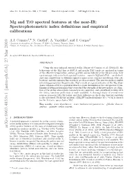 Mg and Tio Spectral Features at the Near-IR: Spectrophotometric Index