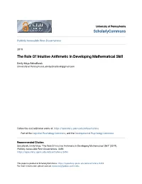 The Role of Intuitive Arithmetic in Developing Mathematical Skill