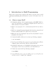 1 Introduction to Shell Programming