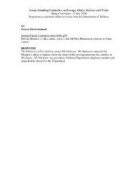 Answers to Questions on Notice