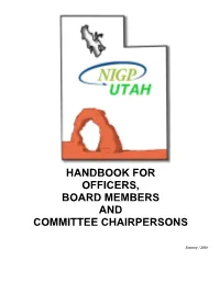 Handbook for Officers, Board Members and Committee Chairpersons