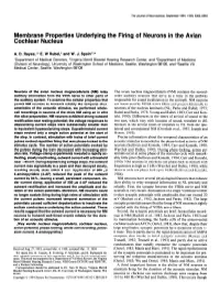 Membrane Properties Underlying the Firing of Neurons in the Avian Cochlear Nucleus