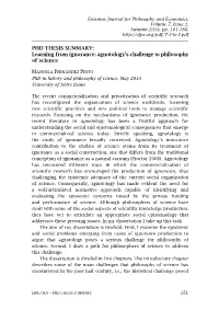 PHD THESIS SUMMARY: Learning from Ignorance: Agnotology's