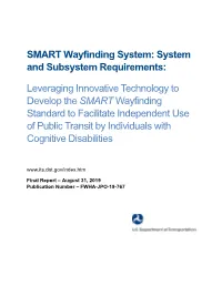 SMART Wayfinding System: System and Subsystem Requirements