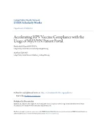 Accelerating HPV Vaccine Compliance with the Usage of Mylvhn Patient Portal