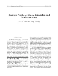 Business Practices, Ethical Principles, and Professionalism