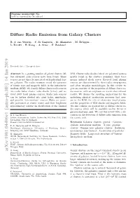 Diffuse Radio Emission from Galaxy Clusters