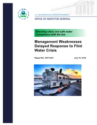 Management Weaknesses Delayed Response to Flint Water Crisis