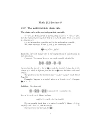 Math 212-Lecture 8 13.7: the Multivariable Chain Rule