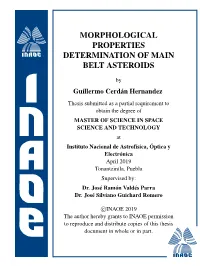 Morphological Properties Determination of Main Belt Asteroids