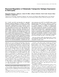 Neuronal Regulation of Glutamate Transporter Subtype Expression in Astrocytes