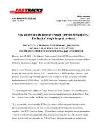 RTD Board Selects Denver Transit Partners for Eagle P3, Fastracks’ Single Largest Contract