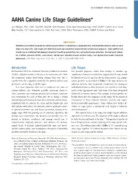 2012 AAHA Canine Life Stage Guidelines