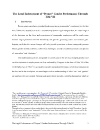 Gender Performance Through Title VII
