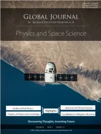 Global Journal of Science Frontier Research: a Physics & Space Science