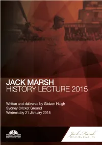 Jack Marsh History Lecture 2015