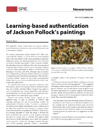 Learning-Based Authentication of Jackson Pollock's Paintings