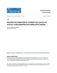Nanoparticles Using Static Mixers