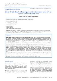 Study of Clinical and Epidemiological Profile of Poisonous Snake Bite in a Tertiary Centre in North Kerala