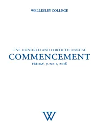 Wellesley College 2018 Commencement Program